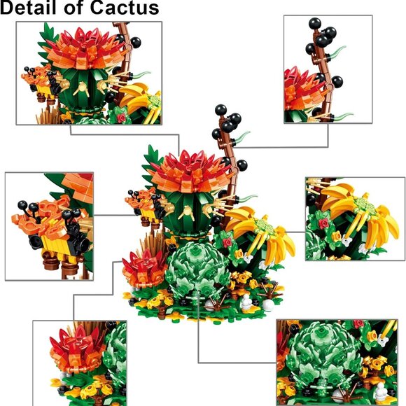 Blossom Bricks Eternal Flower Cactus Succulents + Dome NEW, Not LEGO Compaatible - Picture 2 of 12
